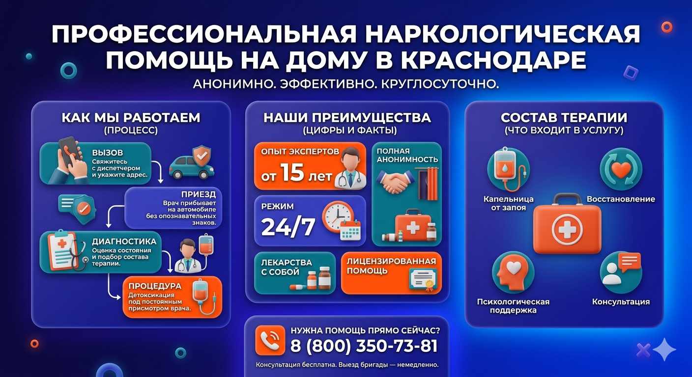 Инфографика о принципах лечения алкоголизма на дому в Средней Елюзани: этапы вызова нарколога, преимущества анонимной детоксикации и состав медицинской помощи.